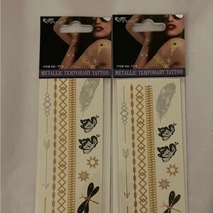 Pack of 2 - Metallic Temporary Tattoo Set - Gold and Black